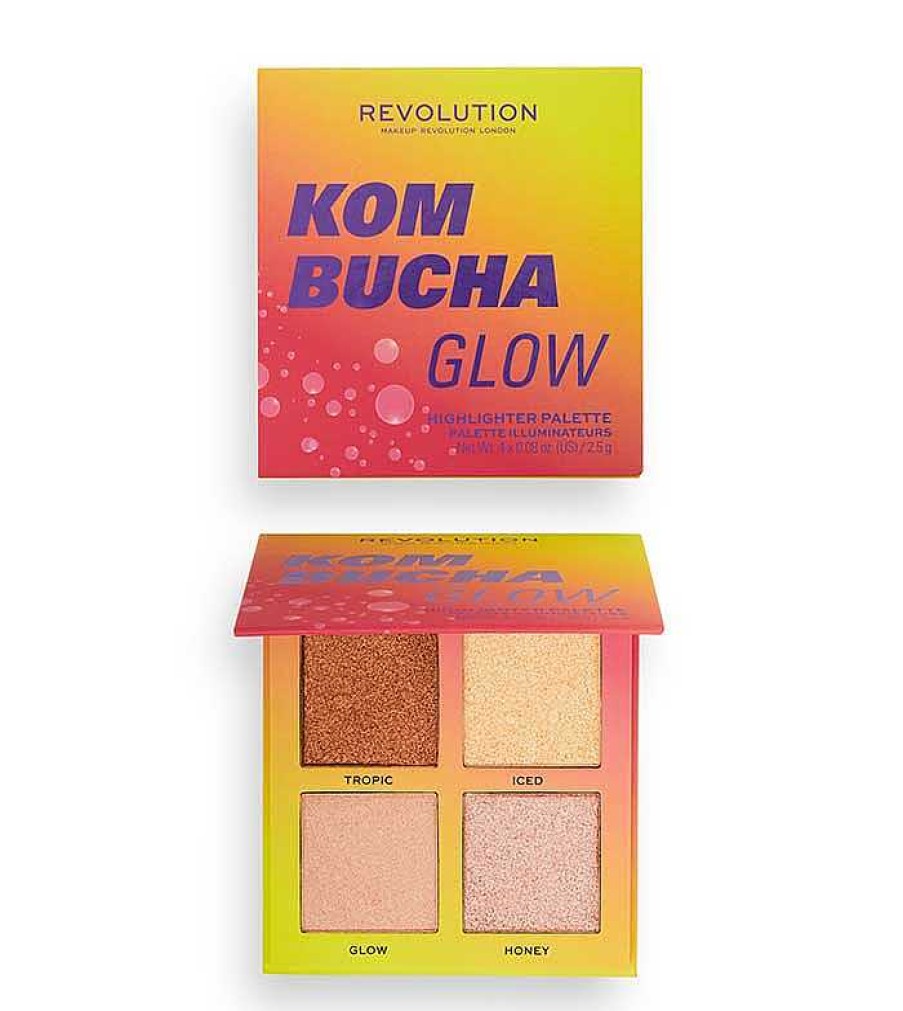 Iluminador En Polvo | Makeup Revolution Revolution - *Hot Shot* - Paleta De Iluminadores Kombucha Glow