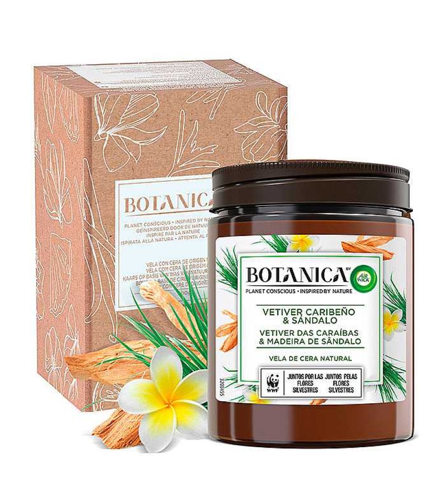 Velas | Air Wick Air Wick - *Botanica By Air Wick* - Vela De Cera De Origen Natural 500G - Vetiver Caribe O