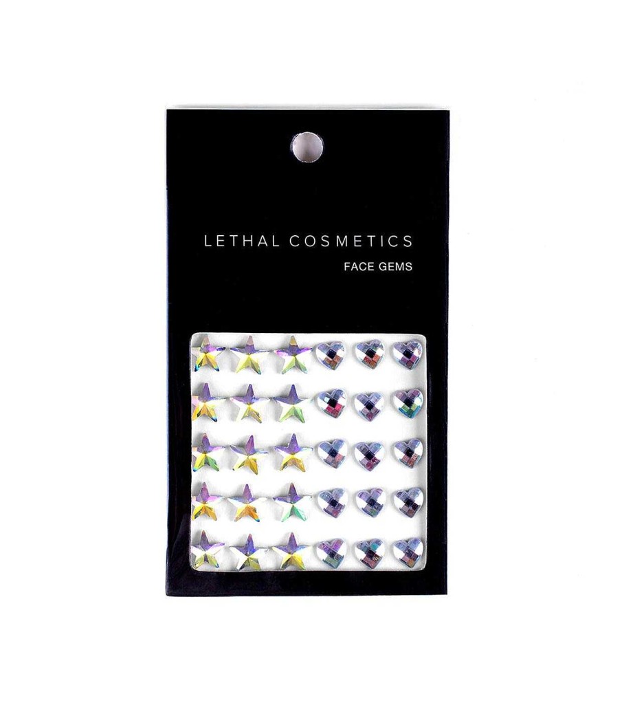 Maquillaje Art Stico | Lethal Cosmetics Lethal Cosmetics - Joyas Adhesivas Para Rostro Face Gems - Stars + Hearts