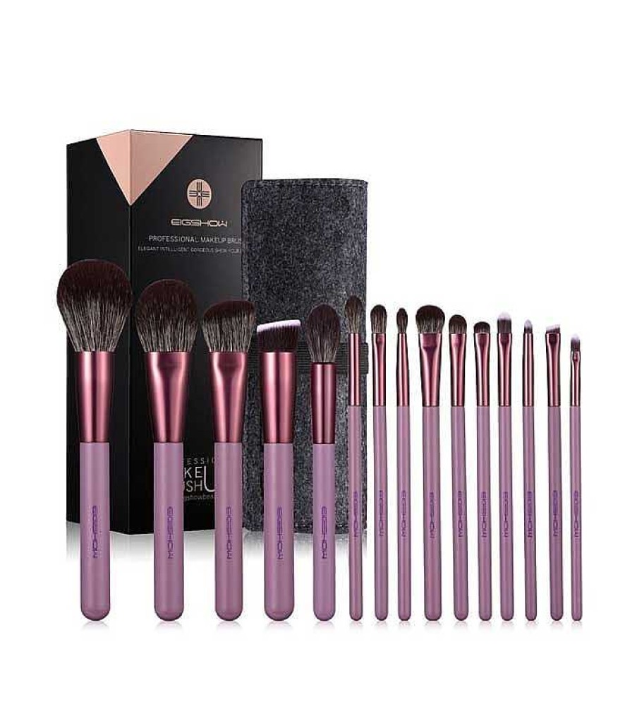 Sets De Brochas | Eigshow Eigshow - Set 15 Brochas De Maquillaje Jade Series - Smoke Purple