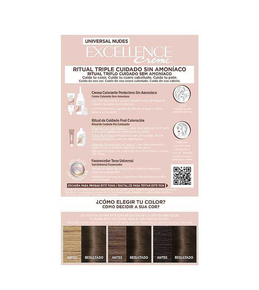 Tintes | Loreal Paris Loreal Paris - Coloraci N Excellence Creme Universal Nudes - 4U: Casta O Universal