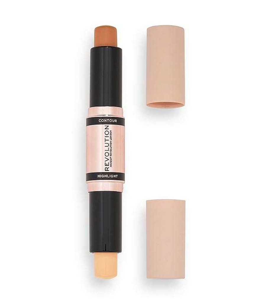 Iluminador En Crema | Makeup Revolution Revolution - Duo De Contorno E Iluminador En Stick Fast Base Contour - Medium