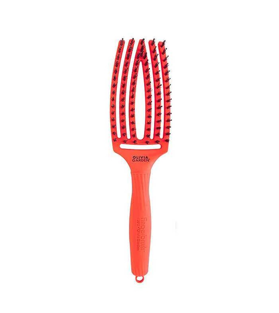 Accesorios Cabello | Olivia Garden Olivia Garden - Cepillo Para Cabello Fingerbrush Combo Medium - Neon Orange