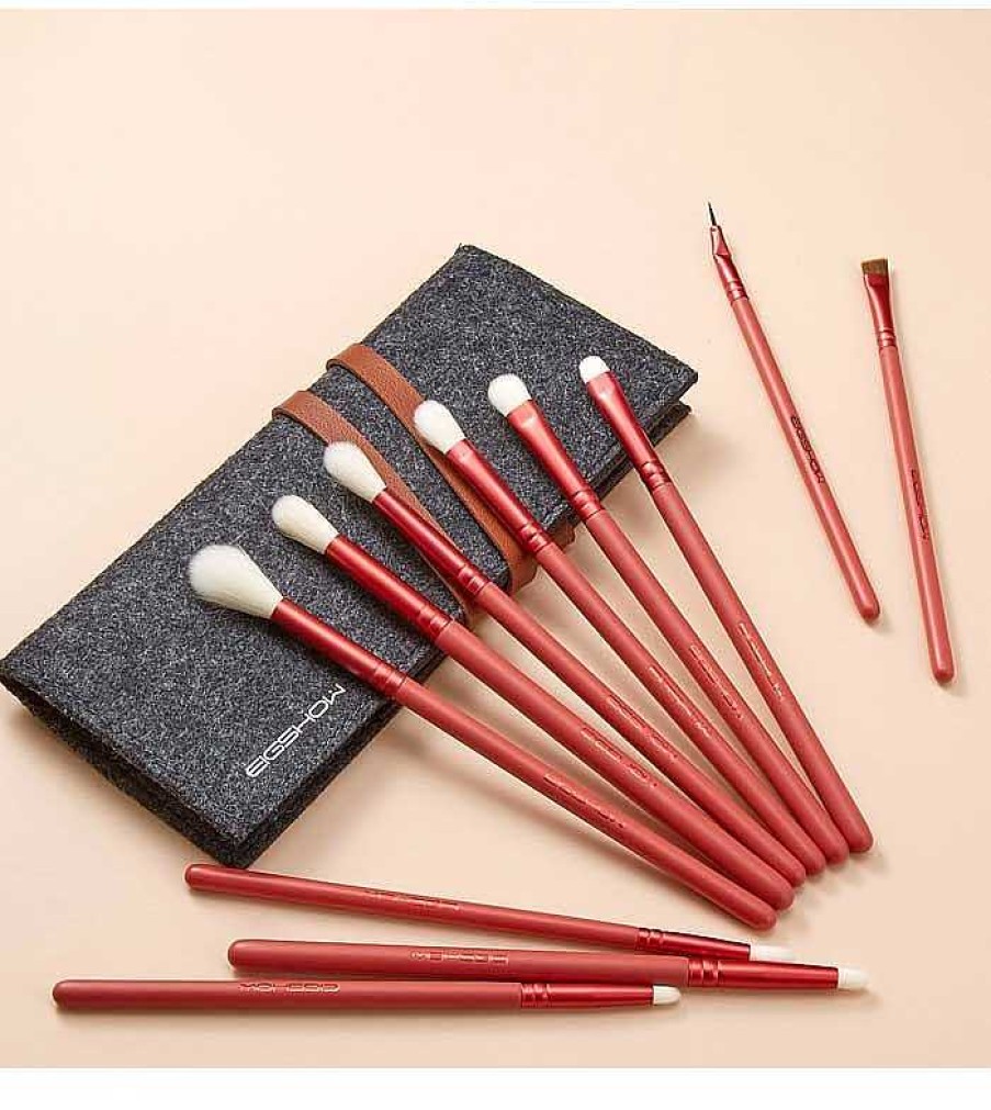 Sets De Brochas | Eigshow Eigshow - Set 11 Pinceles De Ojos Jade Series - Amber Red