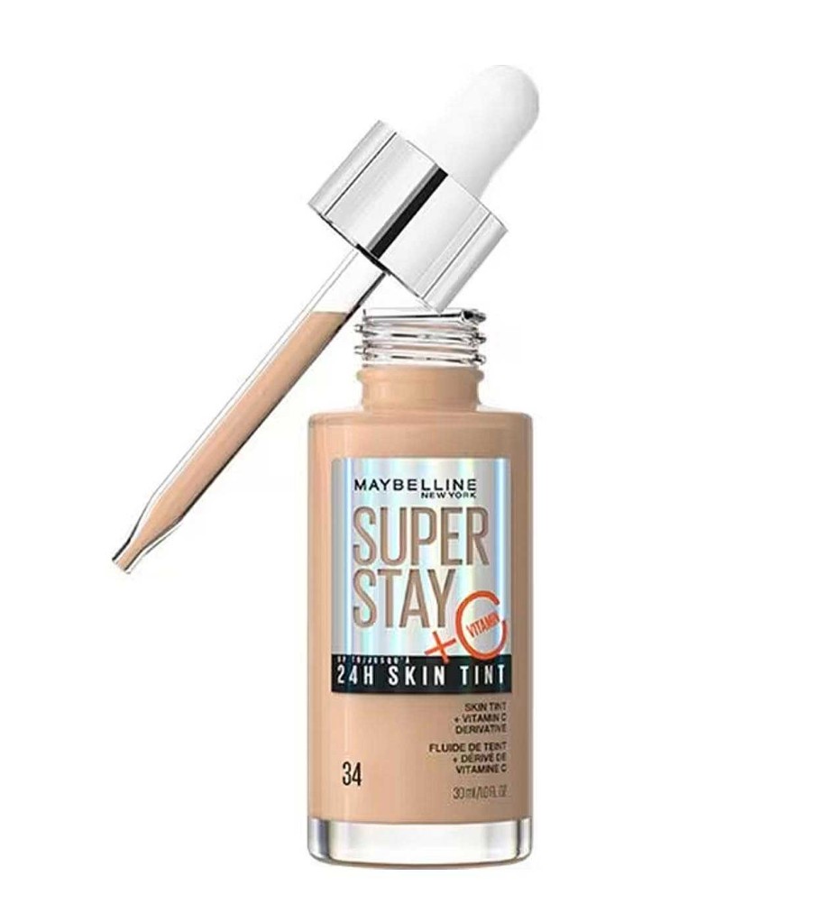 Base De Maquillaje Fluida | Maybelline Maybelline - Base De Maquillaje En S Rum Superstay 24H Skin Tint + Vitamina C - 34