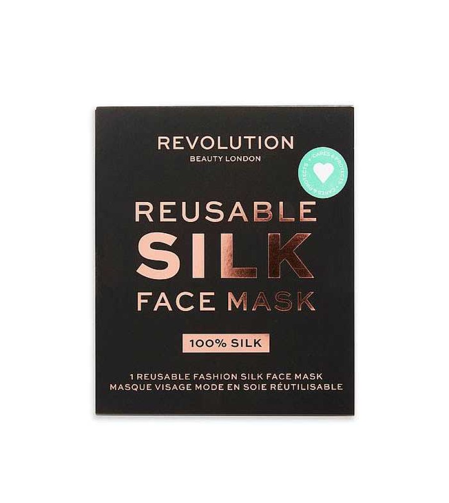 Desinfectantes De Manos Y Mascarillas | Makeup Revolution Revolution - Mascarilla De Seda Reutilizable - Black