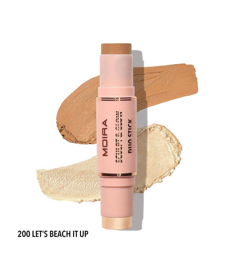 Iluminador En Crema | MOIRA Moira - Duo De Contorno E Iluminador En Stick Sculpt & Glow - 200: Let'S Beach It Up