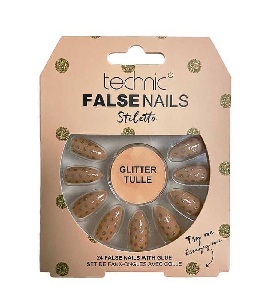 U As Postizas | Technic Cosmetics Technic Cosmetics - U As Postizas False Nails Stiletto - Glitter Tulle