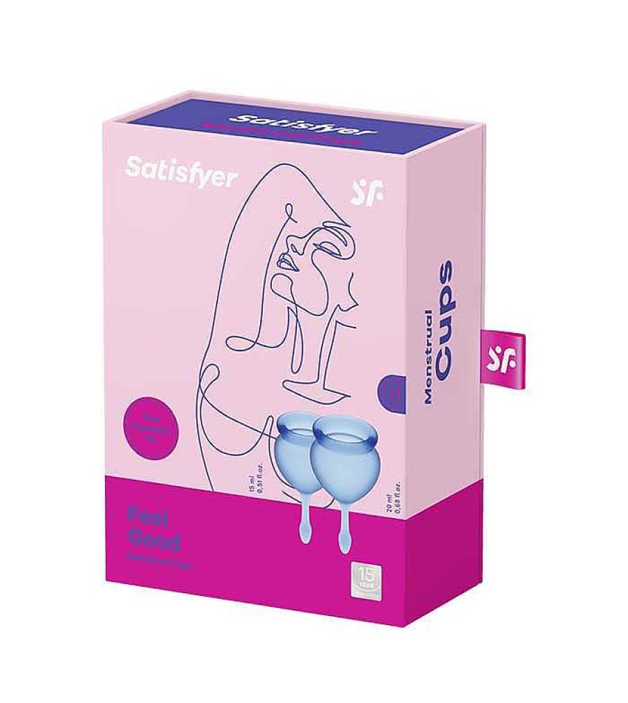 Higiene Ntima | Satisfyer Satisfyer - Kit De Copas Menstruales Feel Good (15 + 20 Ml) - Azul Oscuro