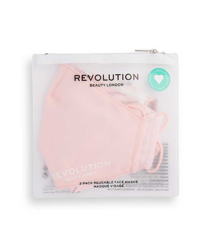 Desinfectantes De Manos Y Mascarillas | Makeup Revolution Revolution - Pack De 2 Mascarillas De Tela Reutilizables - Pink