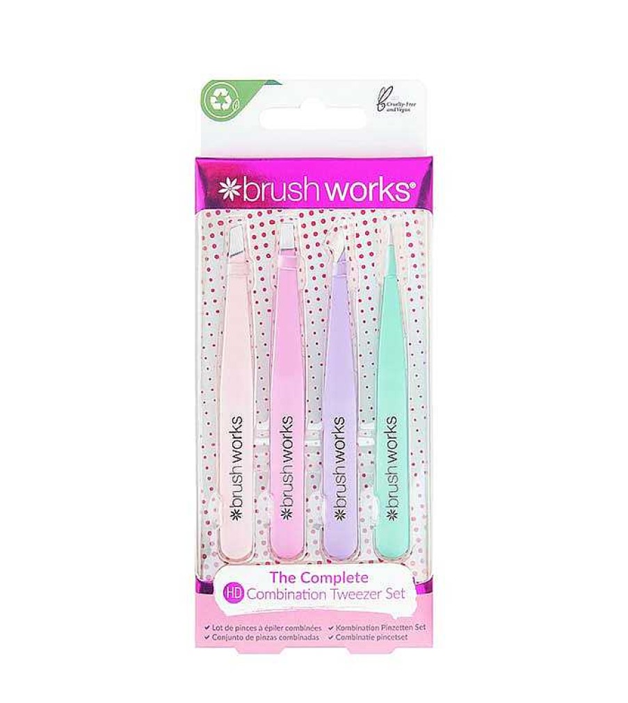 Cejas | Brushworks Brushworks - Set De Pinzas Depilatorias - Pastel