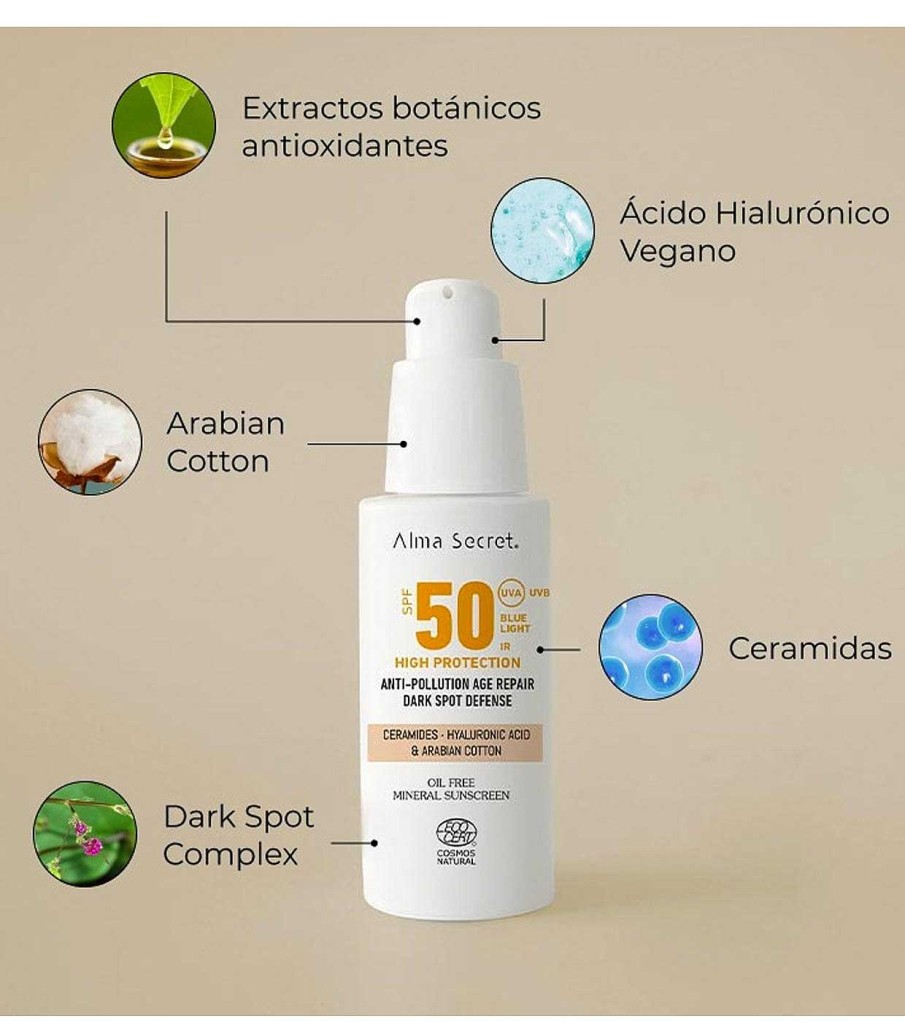 Protectores Solares Faciales | Alma Secret Alma Secret - Protector Solar Facial Spf50 Con Color - Sand