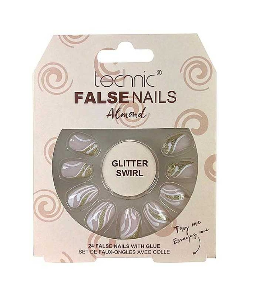 U As Postizas | Technic Cosmetics Technic Cosmetics - U As Postizas False Nails Almond - Glitter Swirl