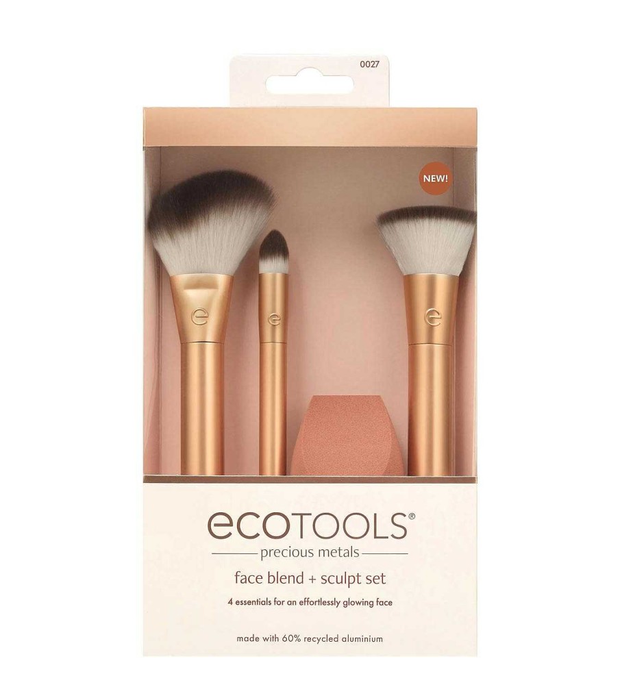 Sets De Brochas | Ecotools Ecotools - *Precious Metals* - Set De 3 Brochas + Esponja