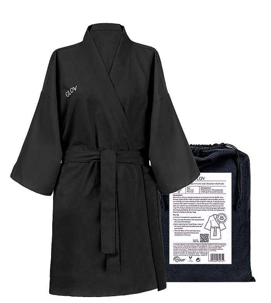 Hogar | Glov Glov - Bata De Toalla Ultra Absorbente Kimono Style - Negro