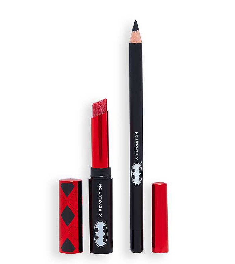 Barras De Labios | Makeup Revolution Revolution - *Dc Poison Ivy & Harley Quinn* - Set Para Labios Dangerous Red