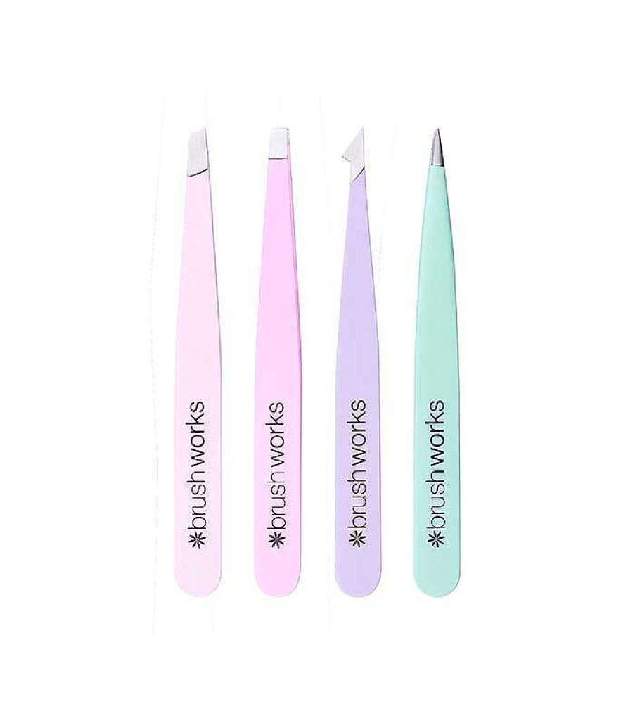 Cejas | Brushworks Brushworks - Set De Pinzas Depilatorias - Pastel