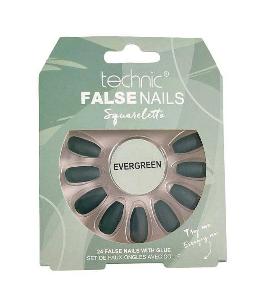 U As Postizas | Technic Cosmetics Technic Cosmetics - U As Postizas False Nails Squareletto - Evergreen