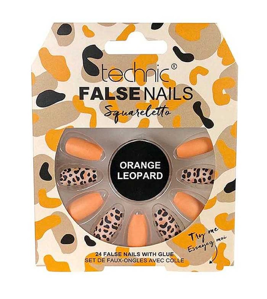 U As Postizas | Technic Cosmetics Technic Cosmetics - U As Postizas False Nails Squareletto - Orange Leopard