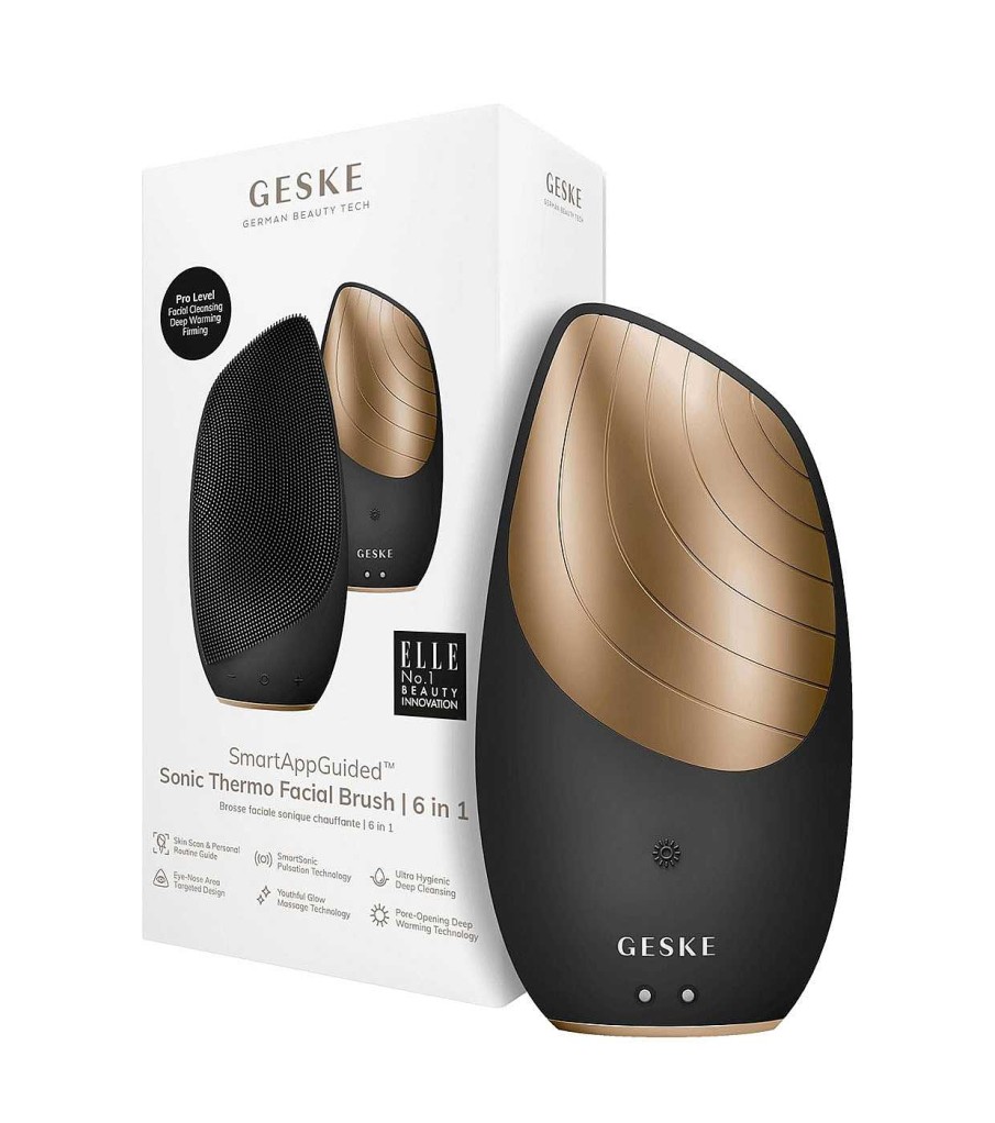 Limpiadores Y Desmaquillantes | GESKE Geske - Cepillo Limpiador Y Masajeador Facial Sonic Thermo 6 En 1 - Black Gold