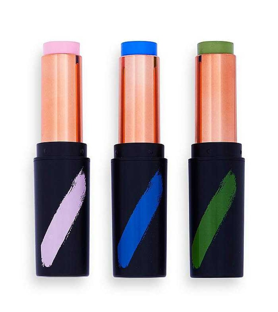 Maquillaje Art Stico | Makeup Revolution Revolution - *Creator* - Maquillaje Art Stico En Sticks Fast Base Paint Sticks - Rosa, Azul Y Verde