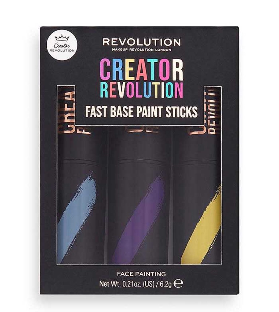 Maquillaje Art Stico | Makeup Revolution Revolution - *Creator* - Maquillaje Art Stico En Sticks Fast Base Paint Sticks - Celeste, Morado Y Amarillo